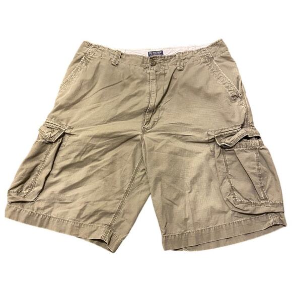 POLO JEANS COMPANY light wash Olive Green cargo shorts - men's 40 - Picture 1 of 4